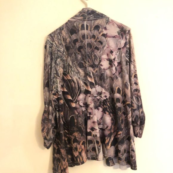 Open Cardigan Duster 3x Sublimation Jungle Print - Picture 3 of 4